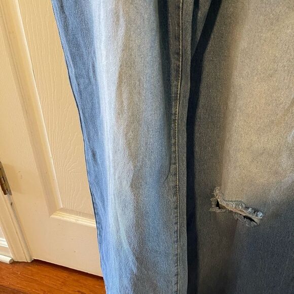 NWT SHEIN SYX women’s plus size faded Blue and Ripped Denim Overalls SZ1X - Picture 6 of 16